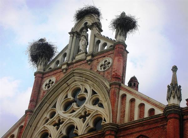 storks' nests on the roof of the royal chapel