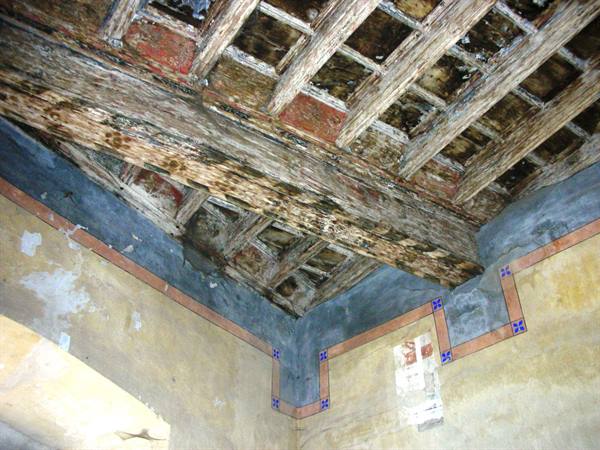 coffered ceiling with fresco