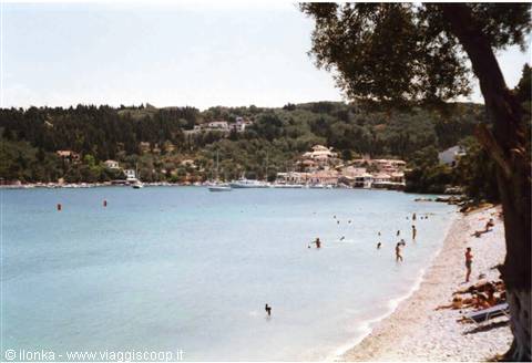 lakka, small hilltop town. seen from the sea