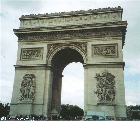 the triumphal arch on the most famous street of paris