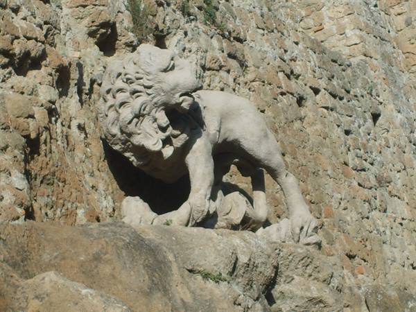 one of the lions that adorned the ancient fountain of monterano