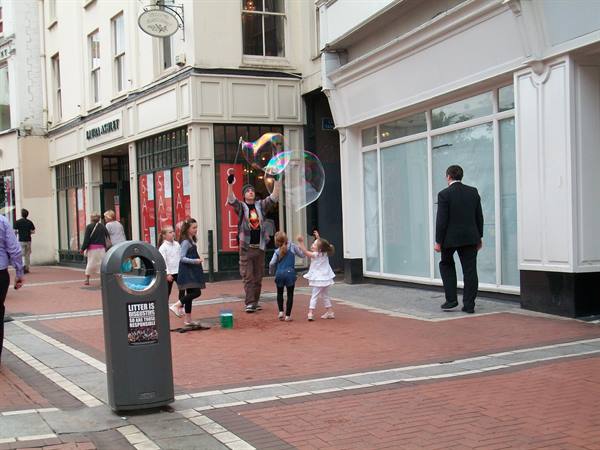 Soap bubbles in Grafton Street