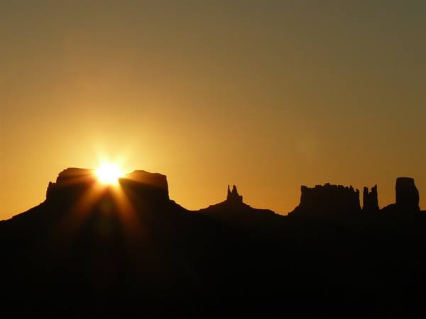 Dawn over Monument Valley from the balcony of the room at Gouldings Lodge
