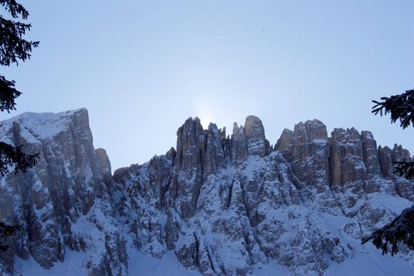 the Latemar seen from Lake Carezza