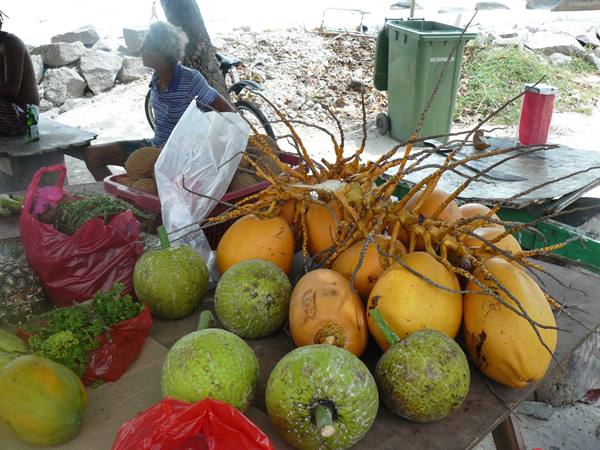 Fruit stands in Beau Vallon
