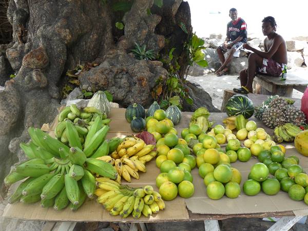 Fruit stands in Beau Vallon