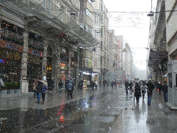 Istiklal Caddesi under the snow