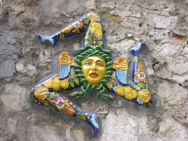 Trinacria on a wall in Taormina