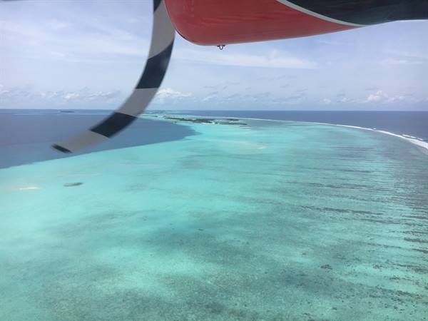 Flying over the Maldives