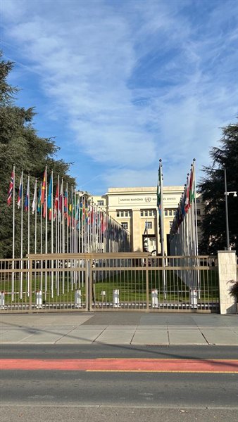 In front of the Palais des Nations