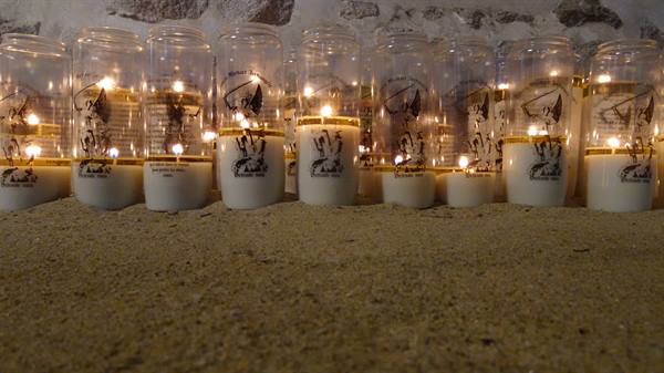 Candles lit for our wishes: a moment of light stolen from the journey.