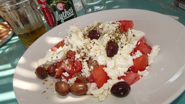 Greek salad and Mythos in the sun: Greece tastes of holiday.