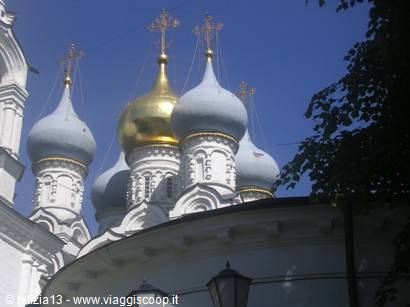 Blue and golden onion domes of Novodevichy Convent, Moscow