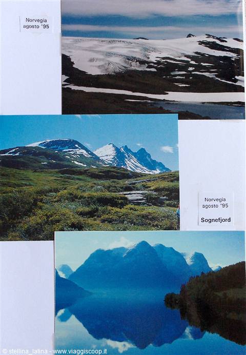 Sognefjord, Norway August 1995: snowy peaks, snowfields and reflecting lake