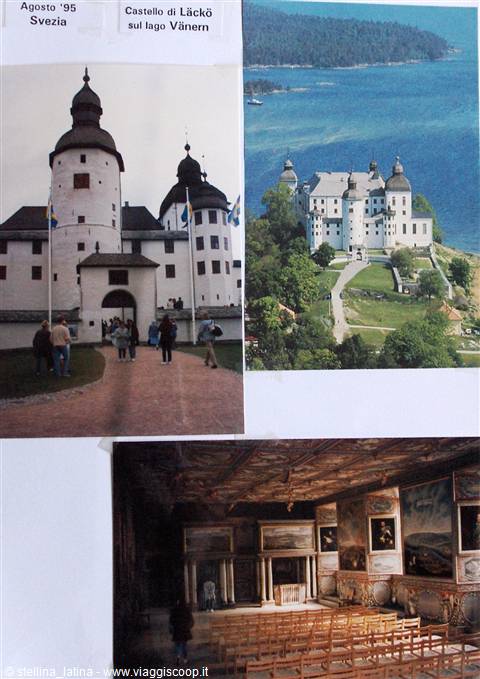 Läckö Castle on lake Vänern, August 1995: white towers, tourists and inner hall