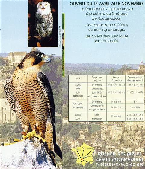 Rocamadour - leaflet of the birds of prey show