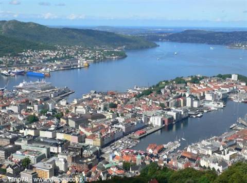 View from above of the city of Bergen