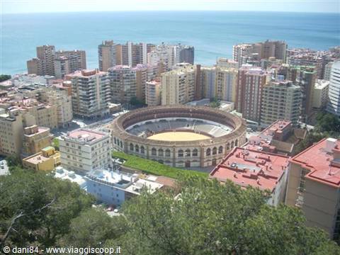 the plaza de toros seen from the gibralfaro hill