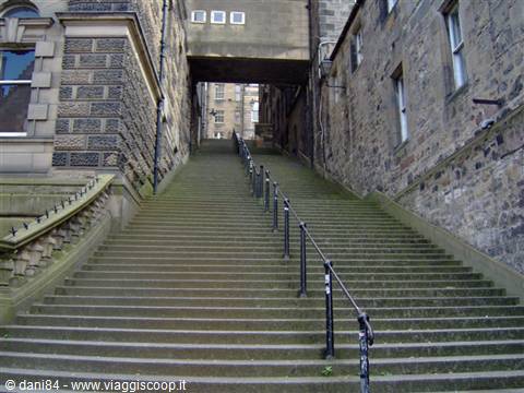 Stone staircase between old buildings, Edinburgh