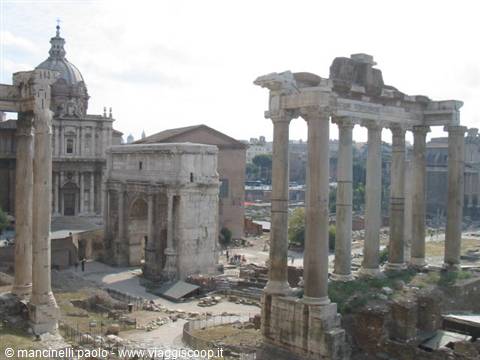 Columns of Temple of Saturn and Arch of Septimius Severus, Roman Forum