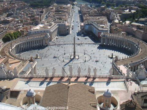 St. Peter's Square in Rome with Egyptian obelisk and Bernini's colonnade