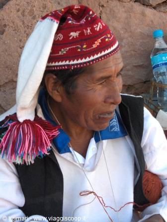 inhabitant of Taquile, Lake Titicaca