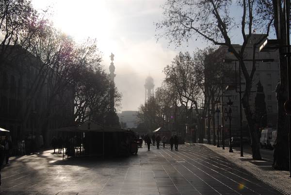 La Rambla at 9 in the morning