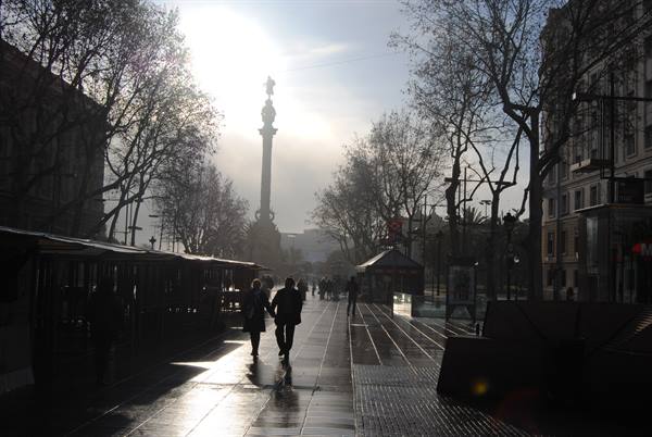 La Rambla at 9 in the morning