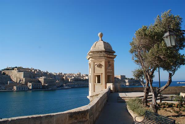 The Gardjola watchtower at Senglea overlooking Valletta's Grand Harbour