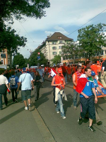 The pre-match through the streets of Bern