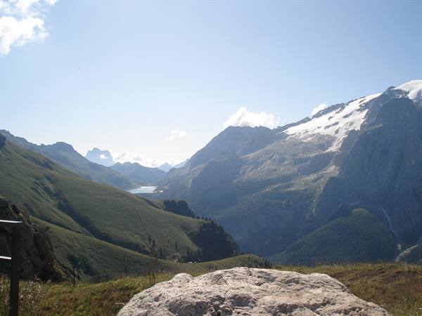 Marmolada glacier above Fedaia lake, Dolomites