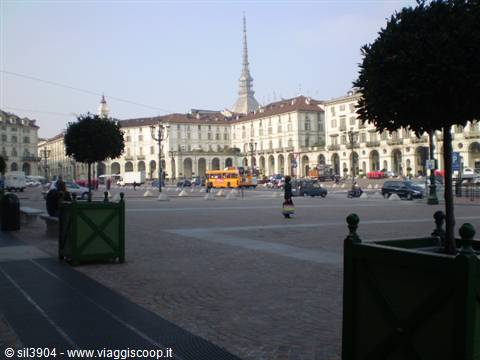Piazza Vittorio Veneto in Turin with the Mole Antonelliana in the background