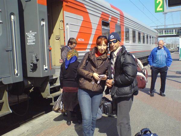 me and Her. on the Trans-Siberian. Novosibirsk