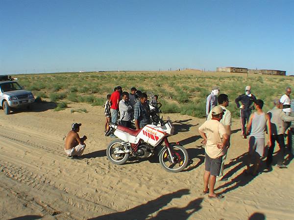 loading the motorbikes onto the 4x4