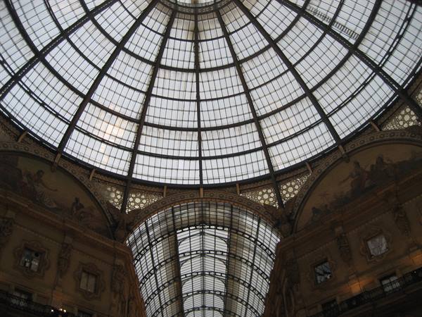Glass and iron dome of Galleria Vittorio Emanuele II in Milan