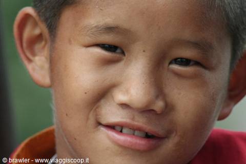 Close-up portrait of a smiling child, soft natural light on his face