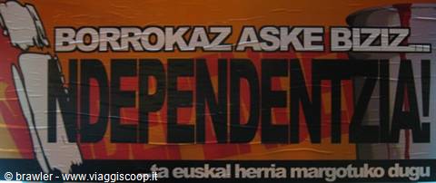 Basque independence banner reading Independetzia painted on a wall