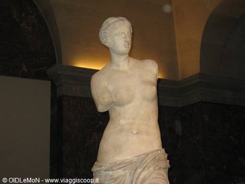 The Venus de Milo, armless marble statue on display at the Louvre