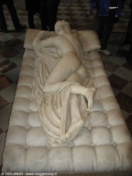 Marble sculpture of the Sleeping Hermaphroditus on carved mattress, Borghese Gallery