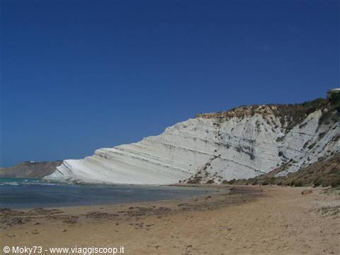 The Scala dei Turchi, white limestone cliffs rising above the sandy beach