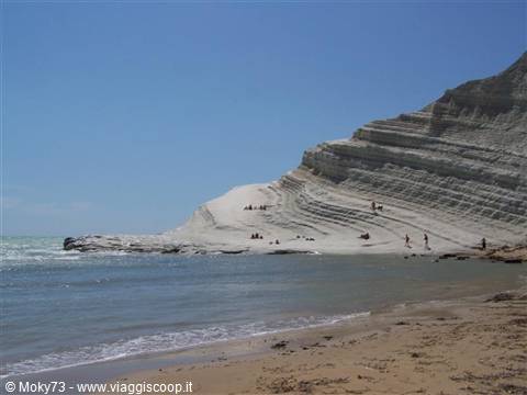 The Scala dei Turchi: white layered limestone cliff overlooking the sea