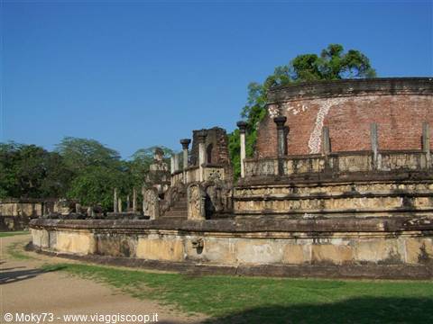 Ancient stone and brick ruins of Polonnaruwa Sacred Quadrangle