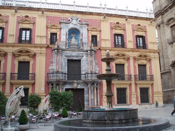 Marble fountain in front of the Bishop's Palace in Málaga