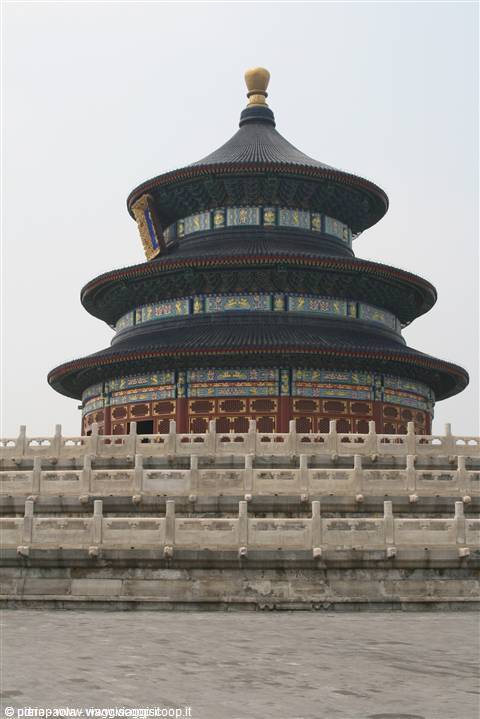 Temple of Heaven in Beijing, blue circular roof on marble terrace