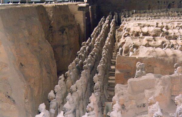 Terracotta Army: rows of clay soldiers in the excavation pits, Xi'an