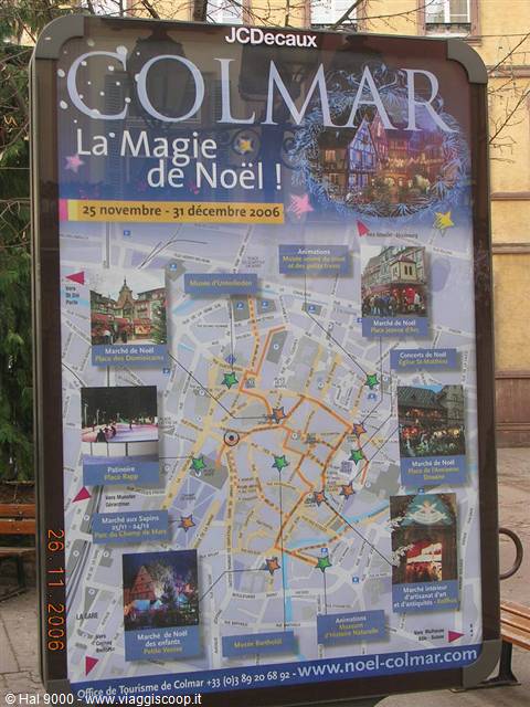 Tourist board in Colmar showing map of 2006 Christmas markets