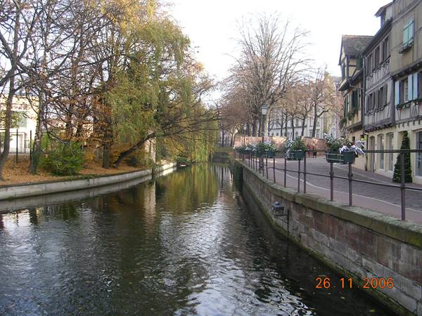 canal lined with half-timbered houses in Colmar