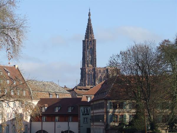 STRASBOURG - The Cathedral's bell tower from Petite France