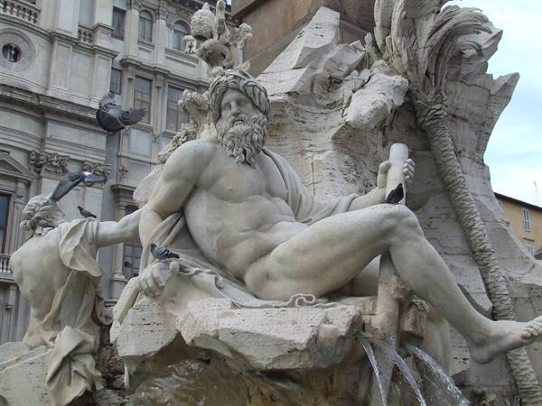 ROME - Detail of the Fountain of the Rivers in Piazza Navona
