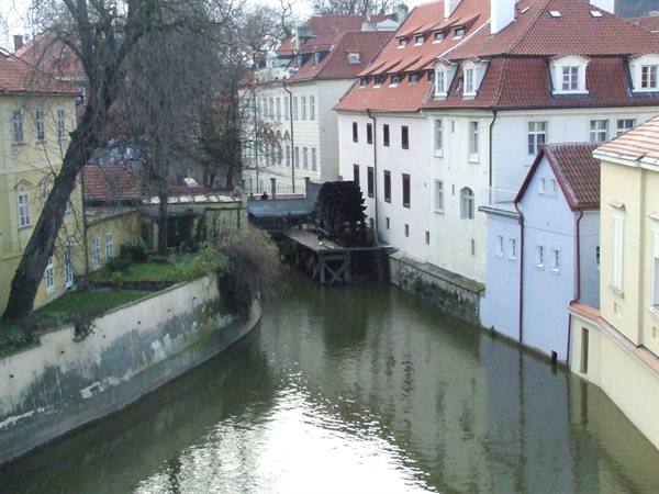 Suggestive canal and old mill in the Mala Strana district